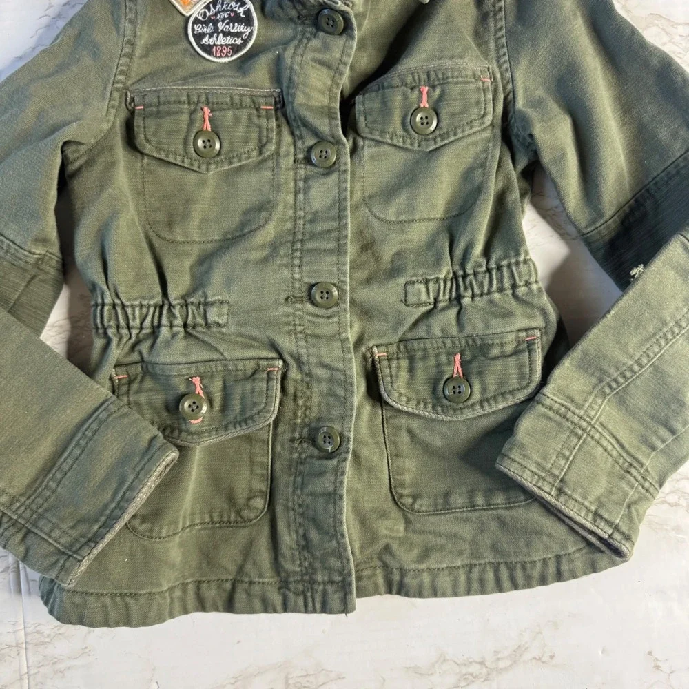 OshKosh B'gosh Kids‎ Girls Varsity Athletics Fox Patch Military Jacket Green 8